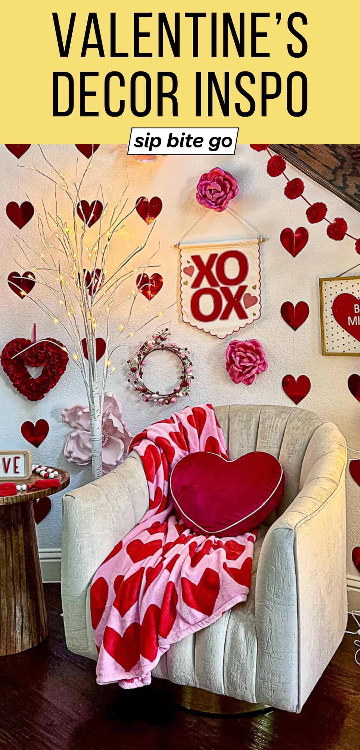 Valentine's Day Decor Idea with Entryway Foyer and text overlay
