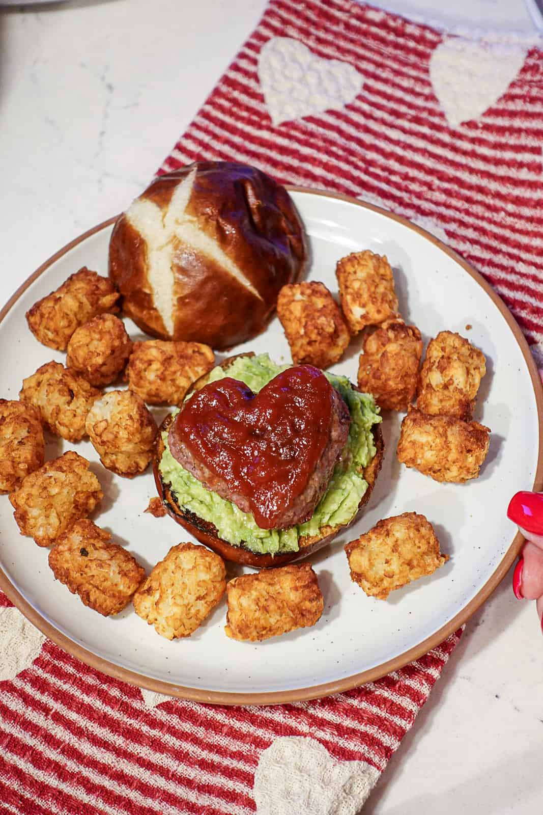 Valentine's Day Dinner Idea with Heart Shaped Burger