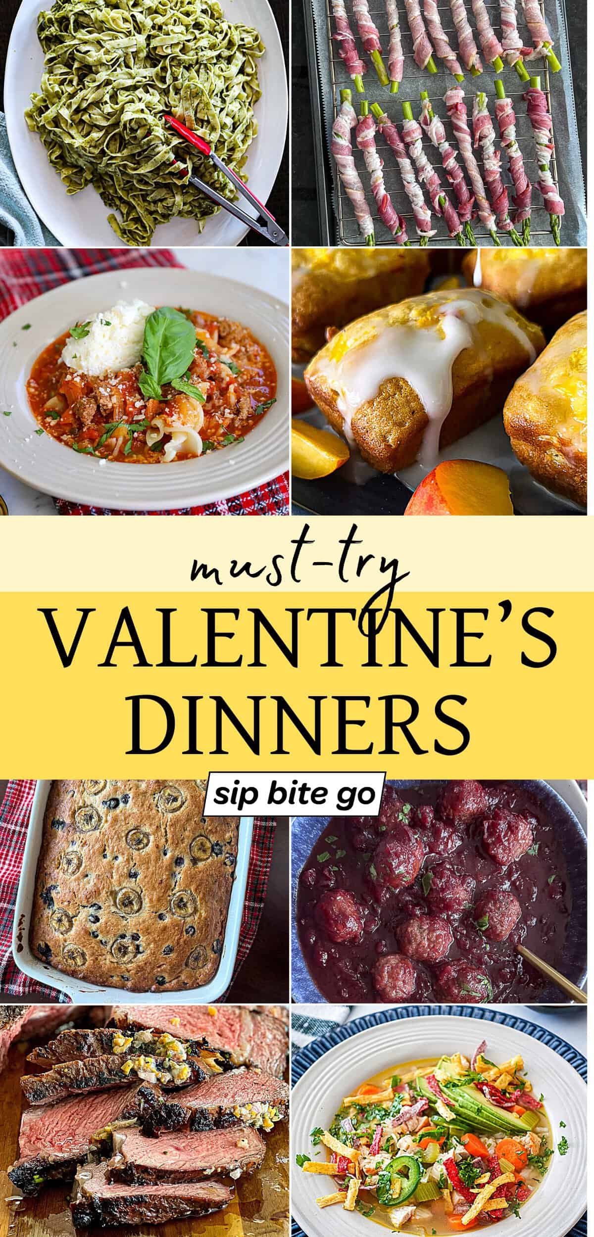 Valentines Day Dinner Ideas Recipe Collage with text overlay