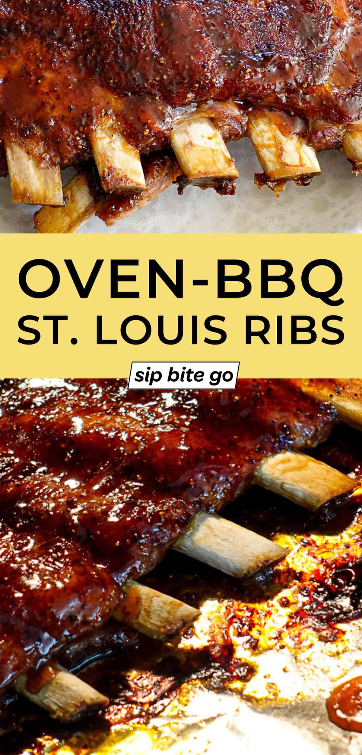Baked St Louis Ribs Recipe with text overlay
