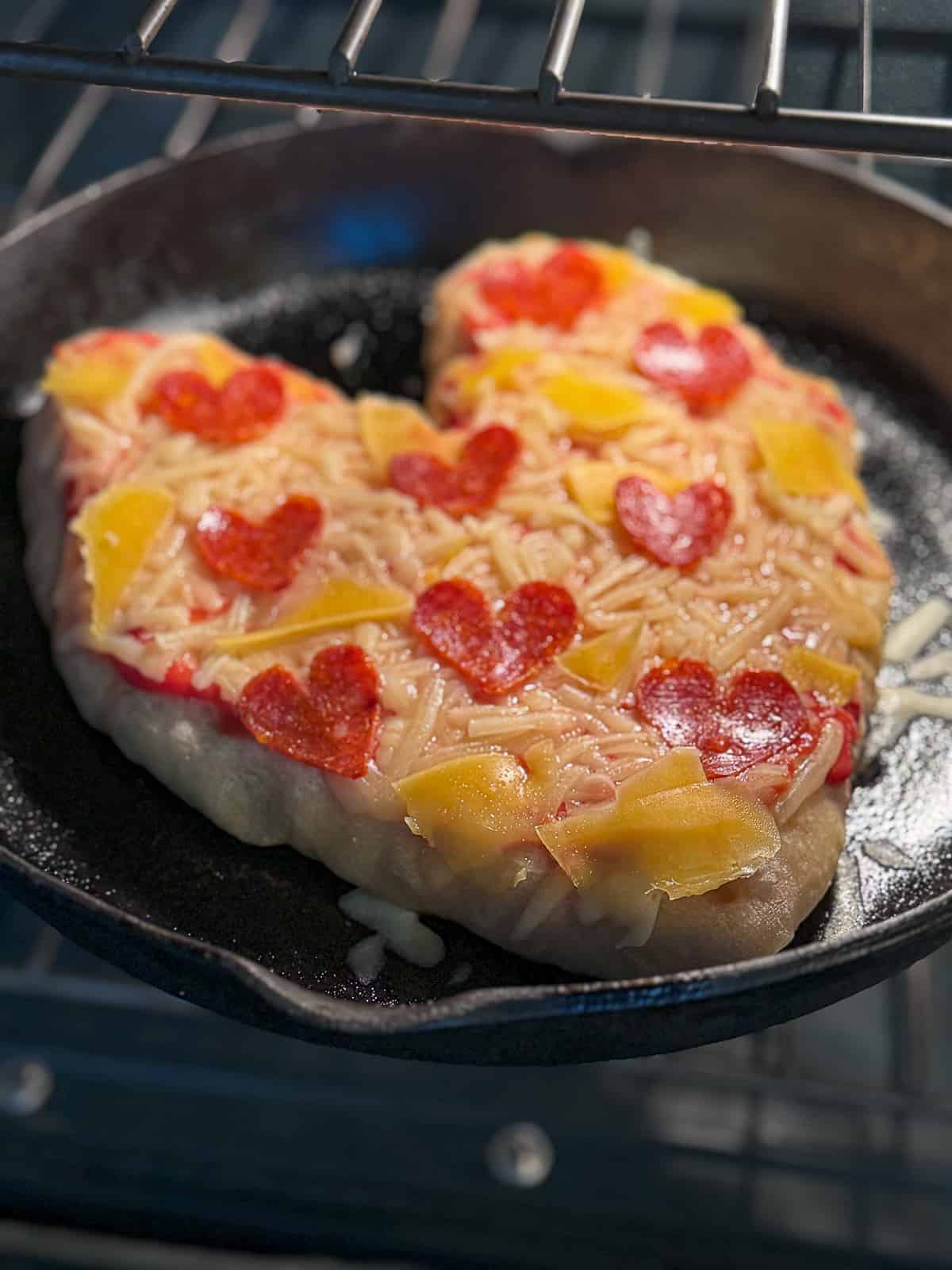 Baking Heart Pizza in the oven