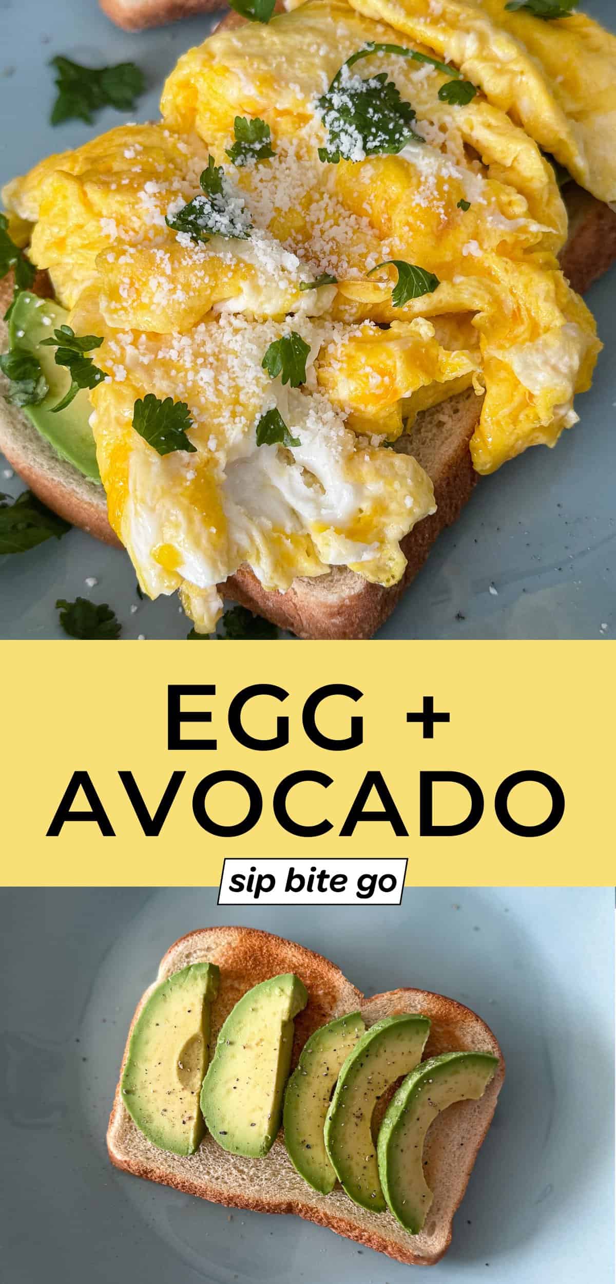 Breakfast Sandwich Recipe with Egg and Avocado on Sourdough Toast with text overlay