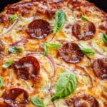 Cast Iron Skillet Pizza Recipe with text overlay
