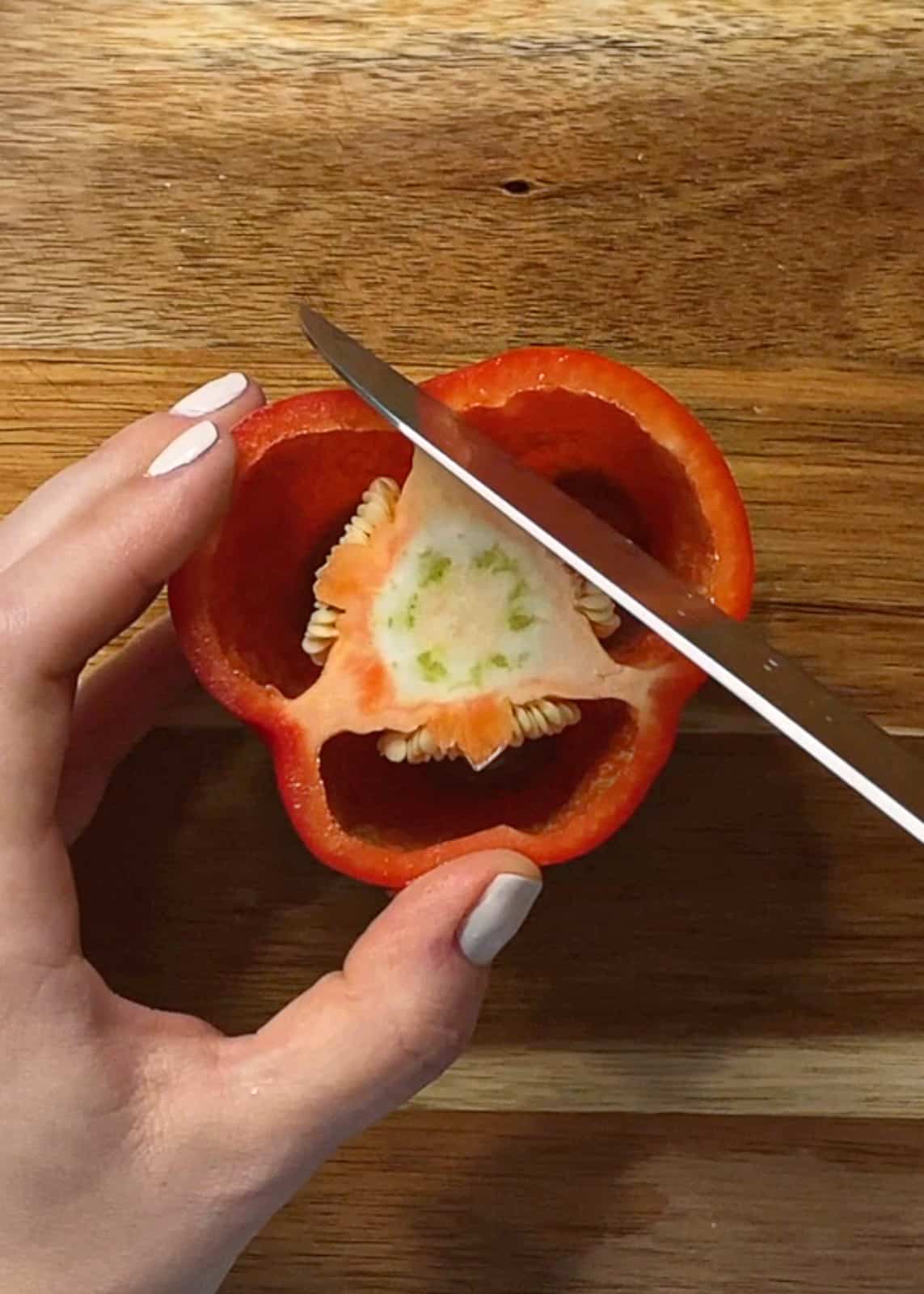 Cutting Pepper By Hand