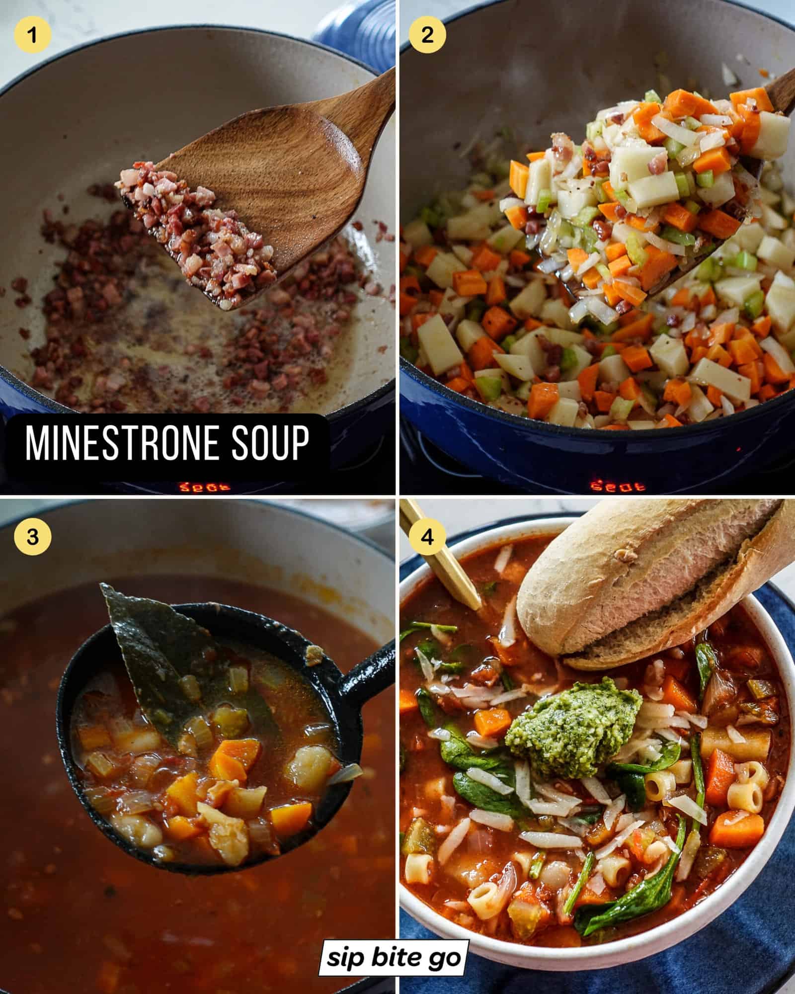Recipe steps to make minestrone soup from scratch