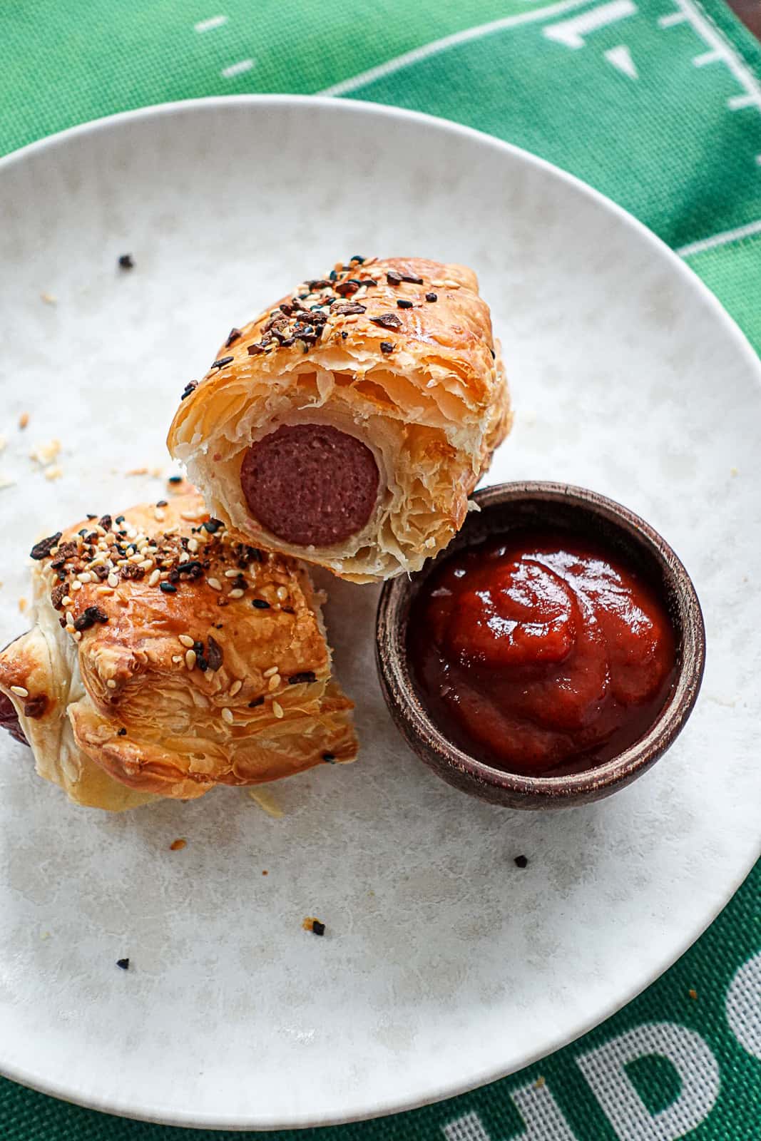 Sliced Puff Pastry Wrapped Hot Dog