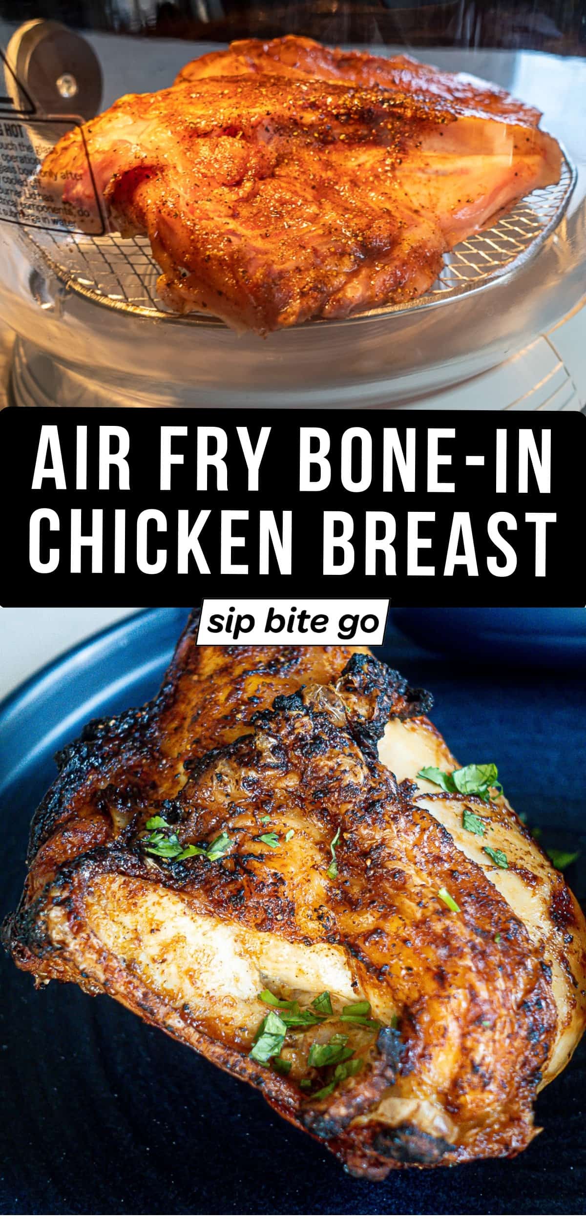Air Fryer Split Chicken Breast Dinner Recipe with text overlay