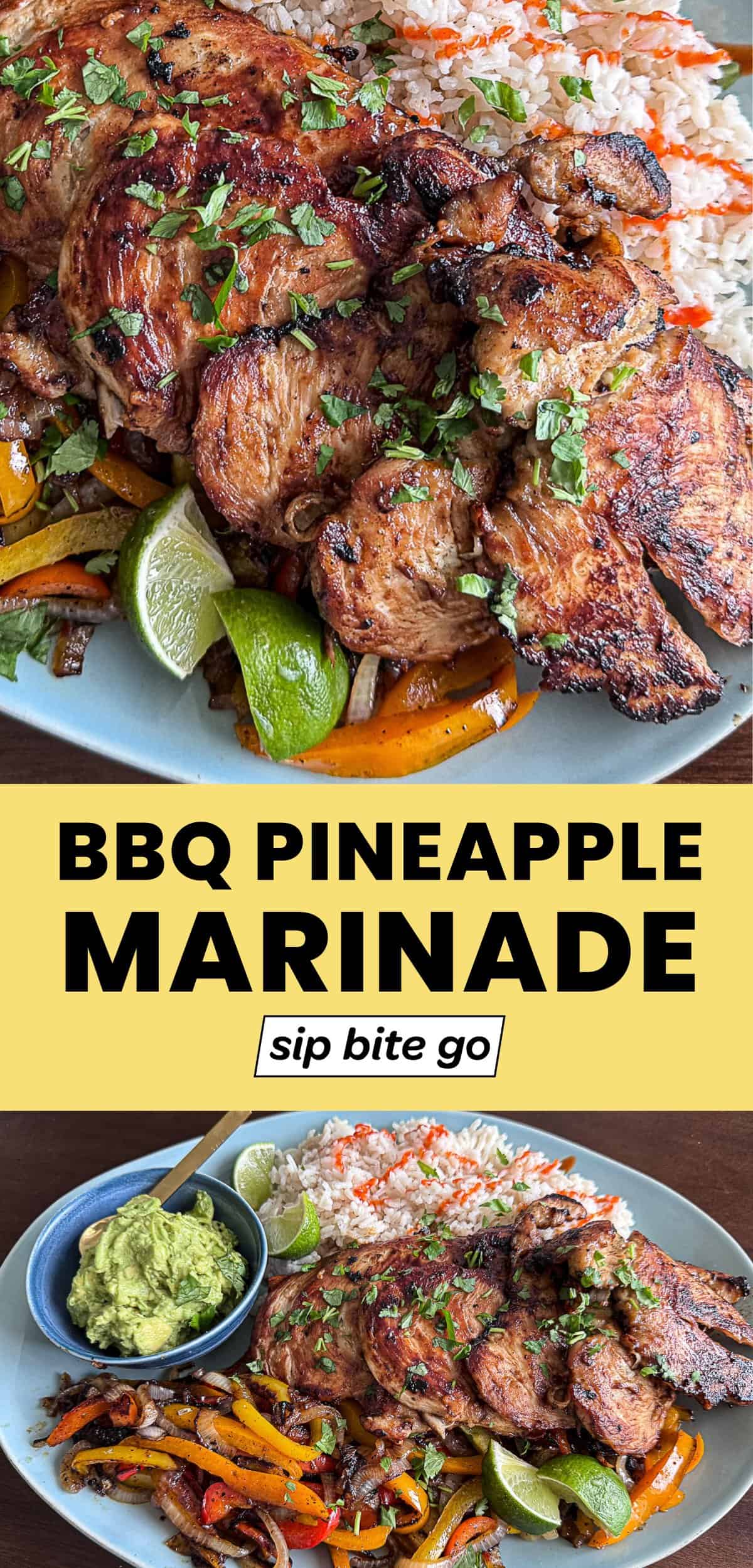 BBQ Pineapple Chicken Marinade recipe with text overlay