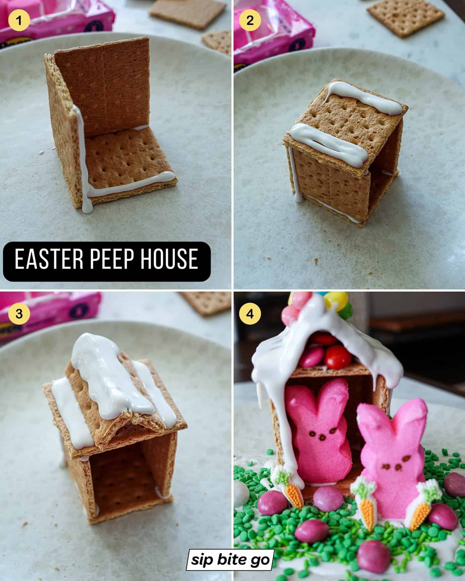 Basic steps to making a peeps Easter candy house