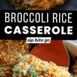 Broccoli Rice Casserole Recipe with text overlay