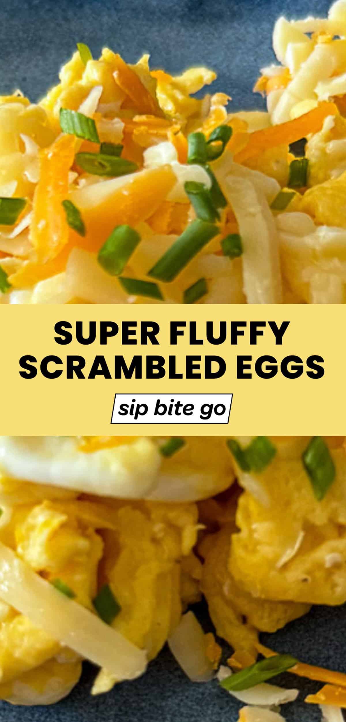 Fluffy Scrambled Eggs with Milk Recipe with text overlay