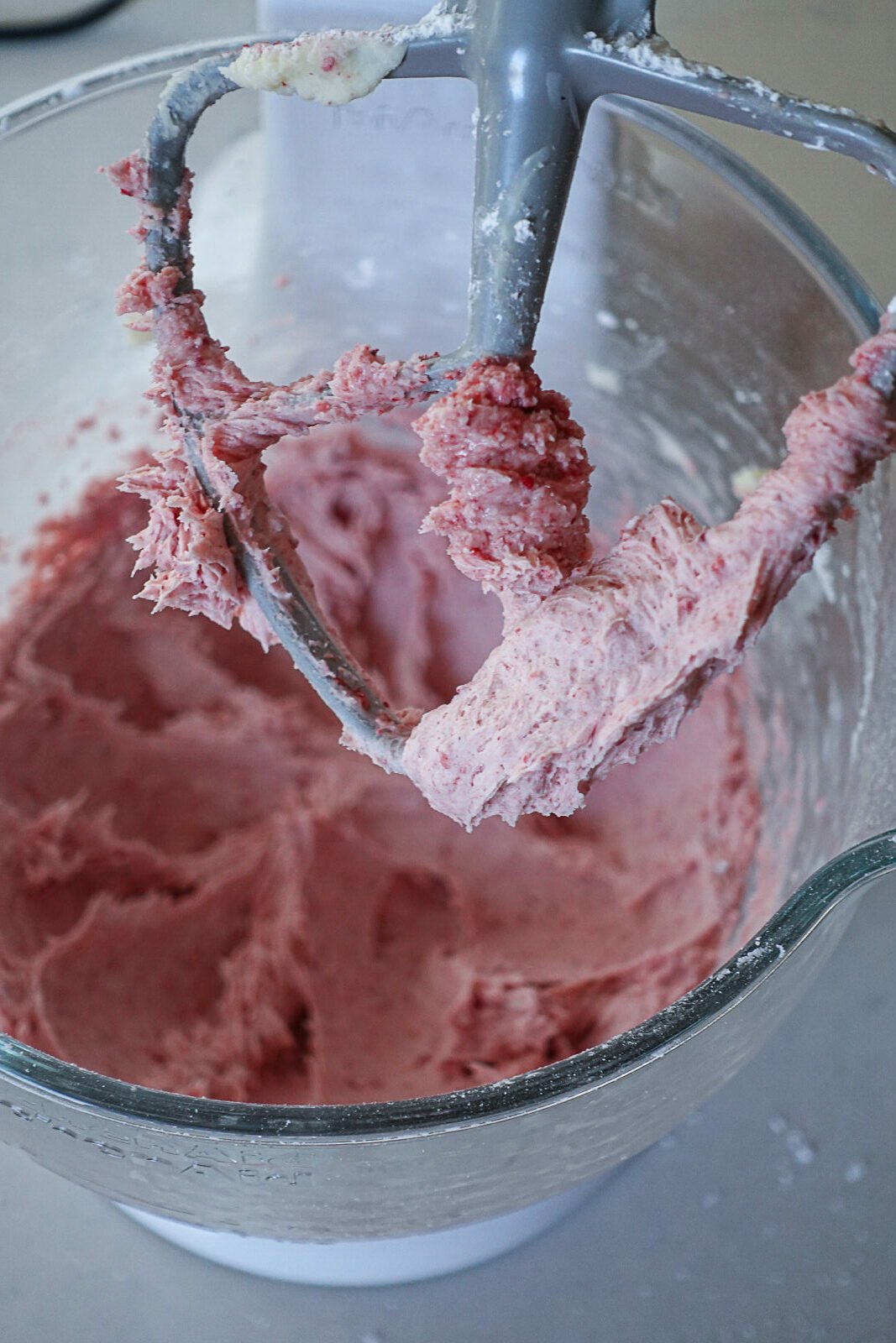 Homemade Pink Frosting in a Kitchenaid Stand Mixer