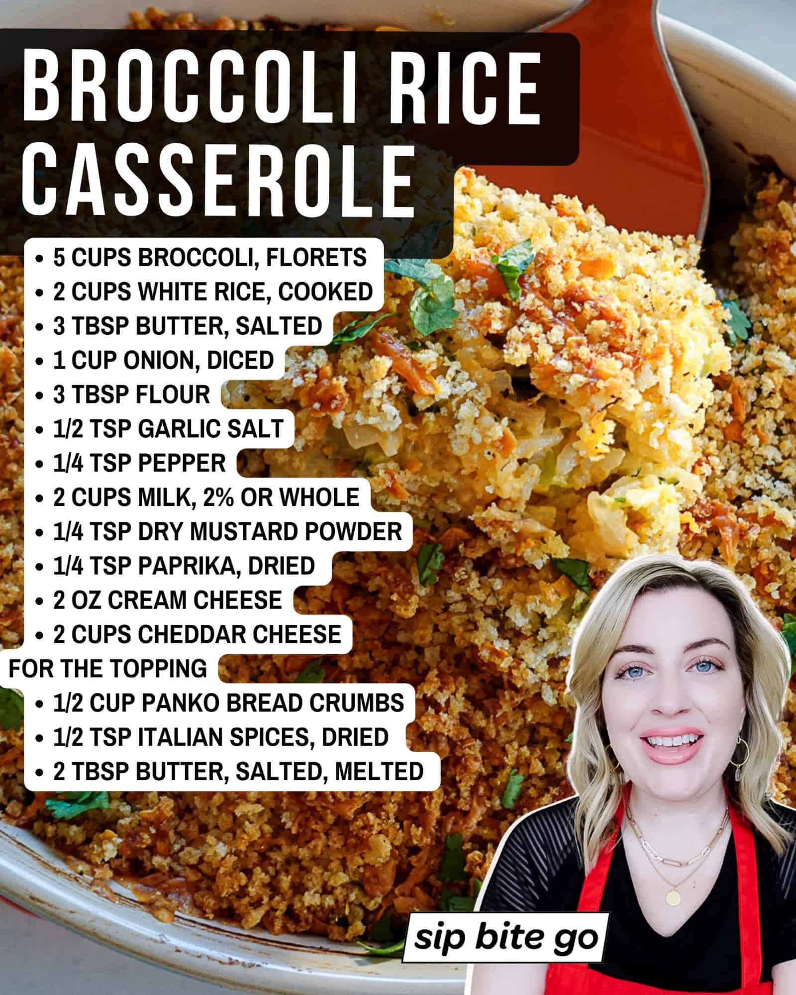Ingredients List for Baked Broccoli Rice Casserole