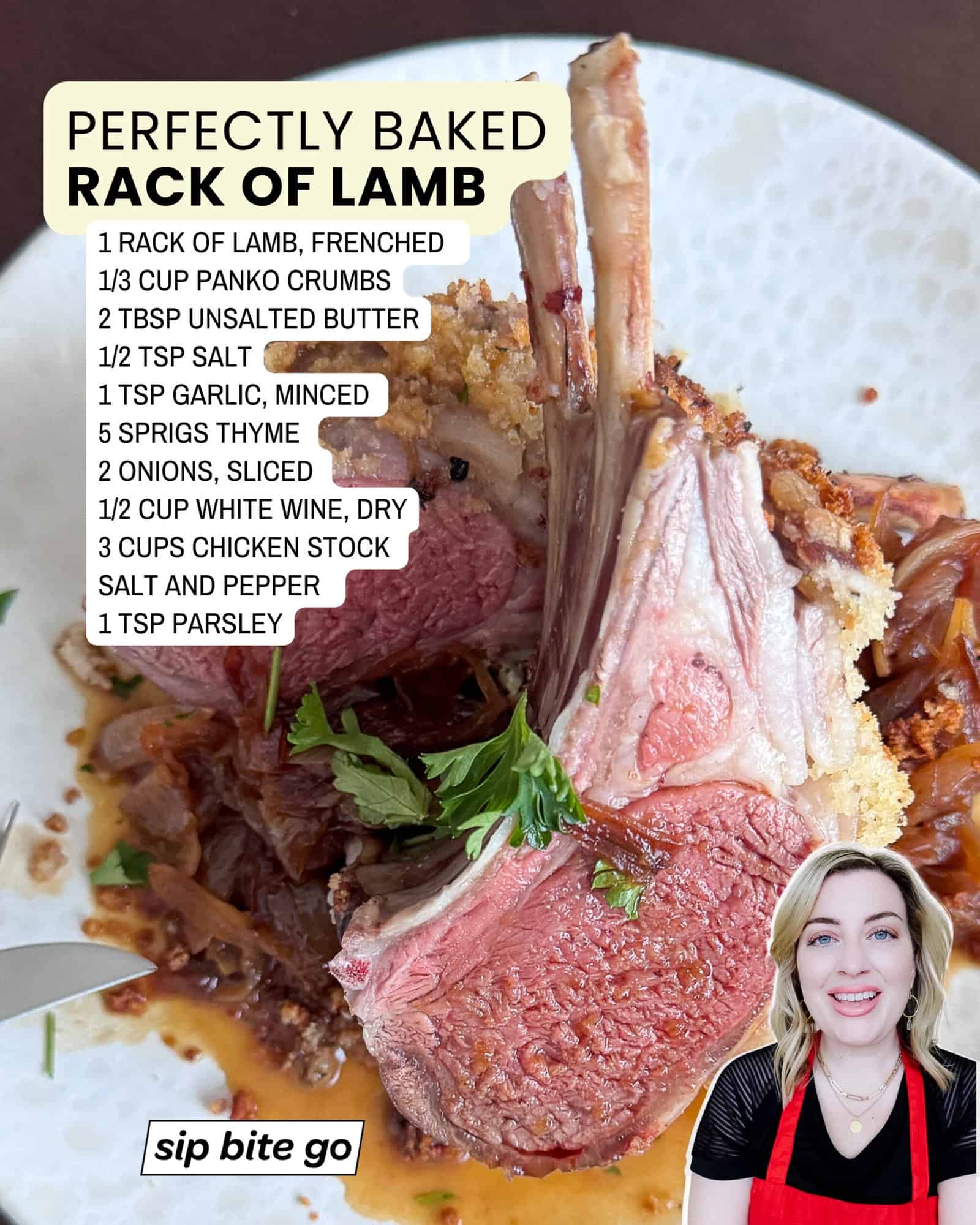 List of ingredients for Baked Rack of Lamb in Oven