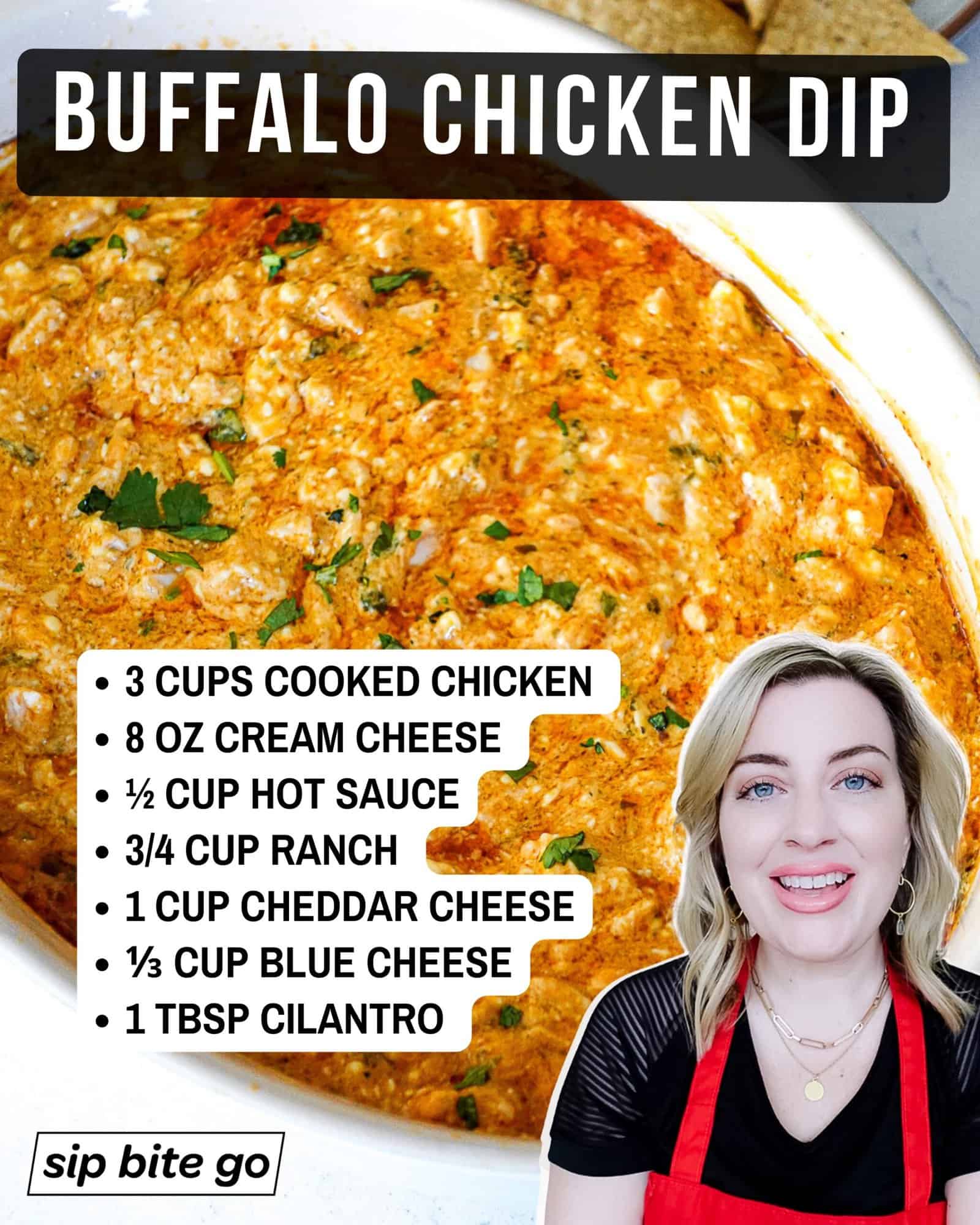 List of ingredients to make buffalo chicken dip