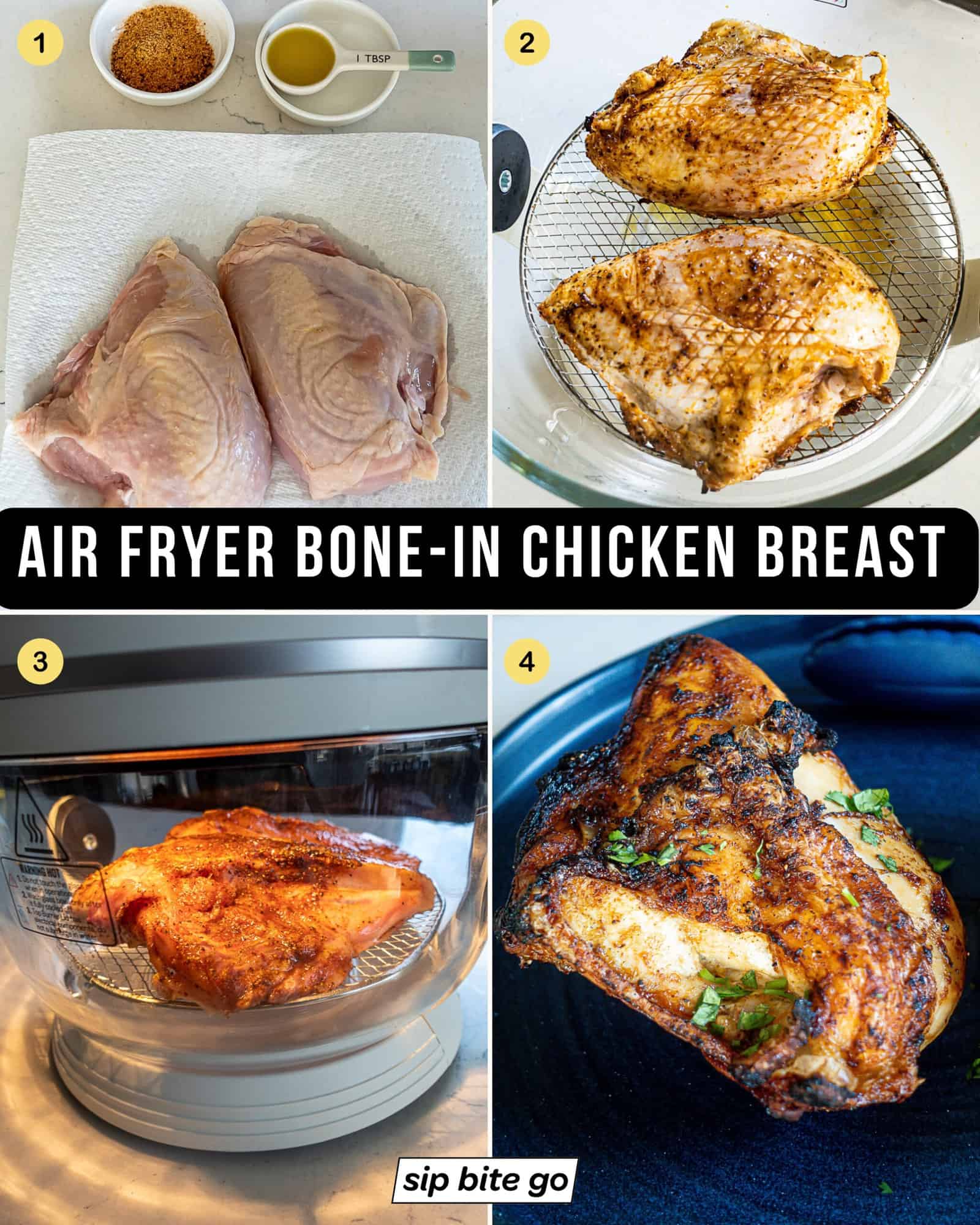 Recipe Steps Overview for Air Frying Bone-In Split Chicken Breast