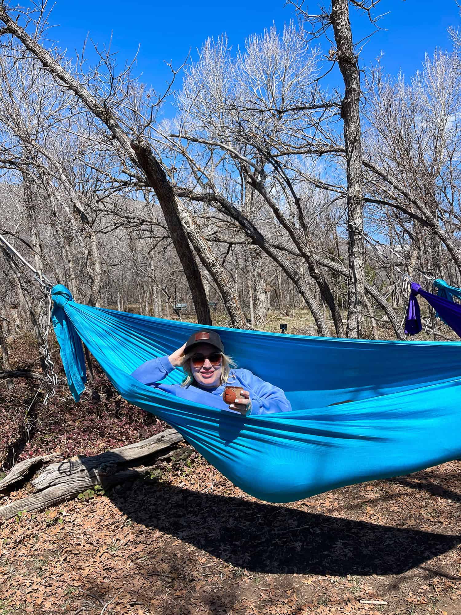 Jenna Passaro travel blogger hanging it meditation hammock in Wasatch Mountain State Park in Utah