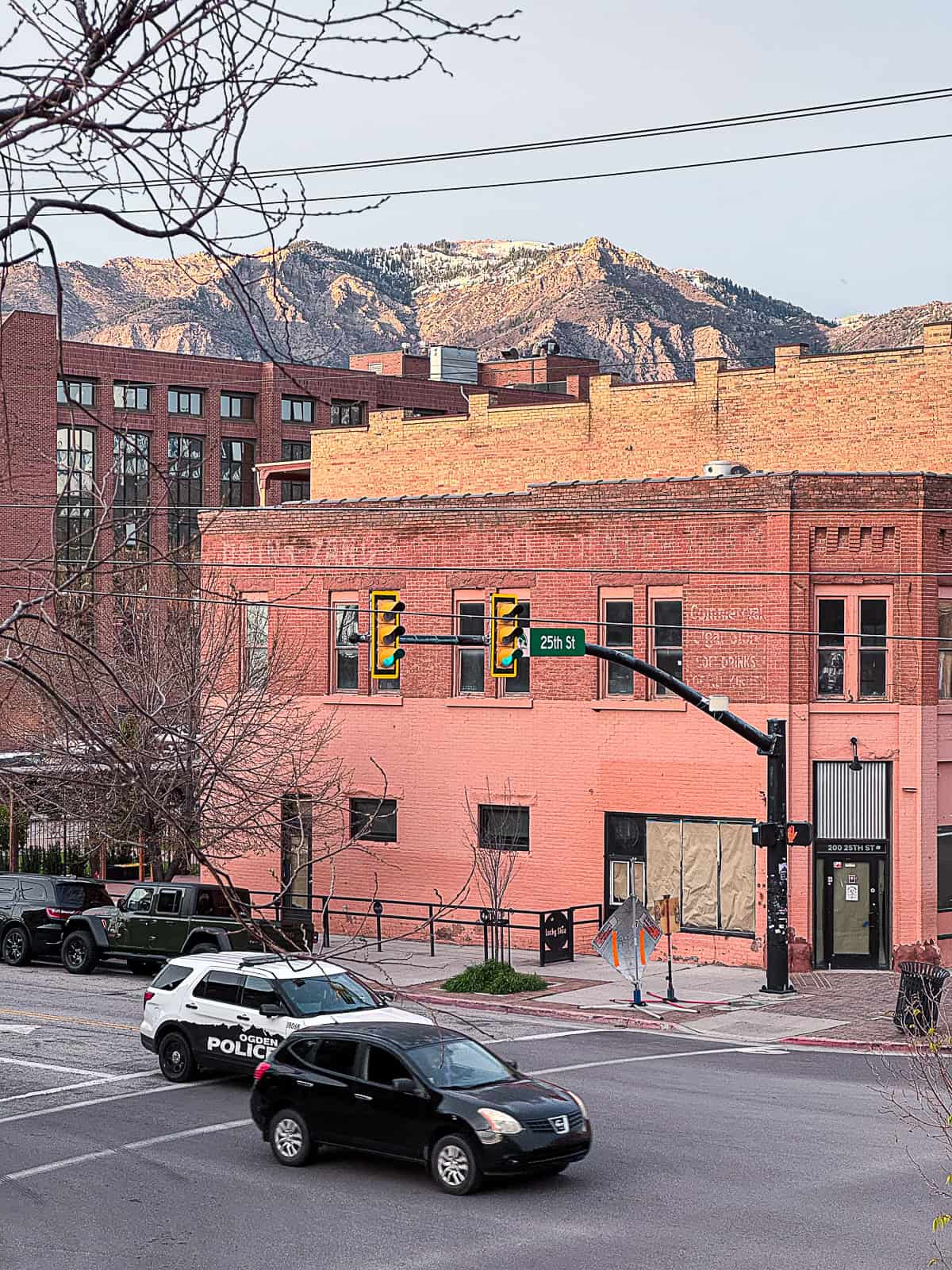 View of 25th street in Ogden in Utah during April