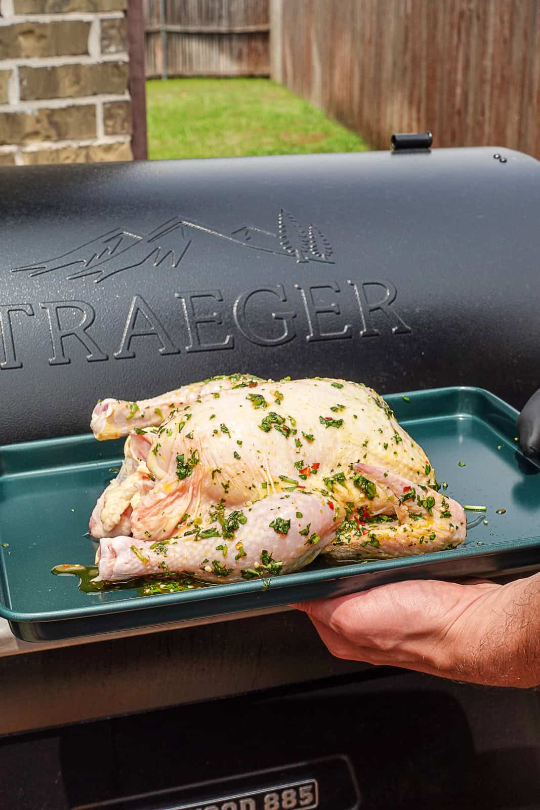 Garlic lemon and herb Italian marinated chicken with Traeger Grill