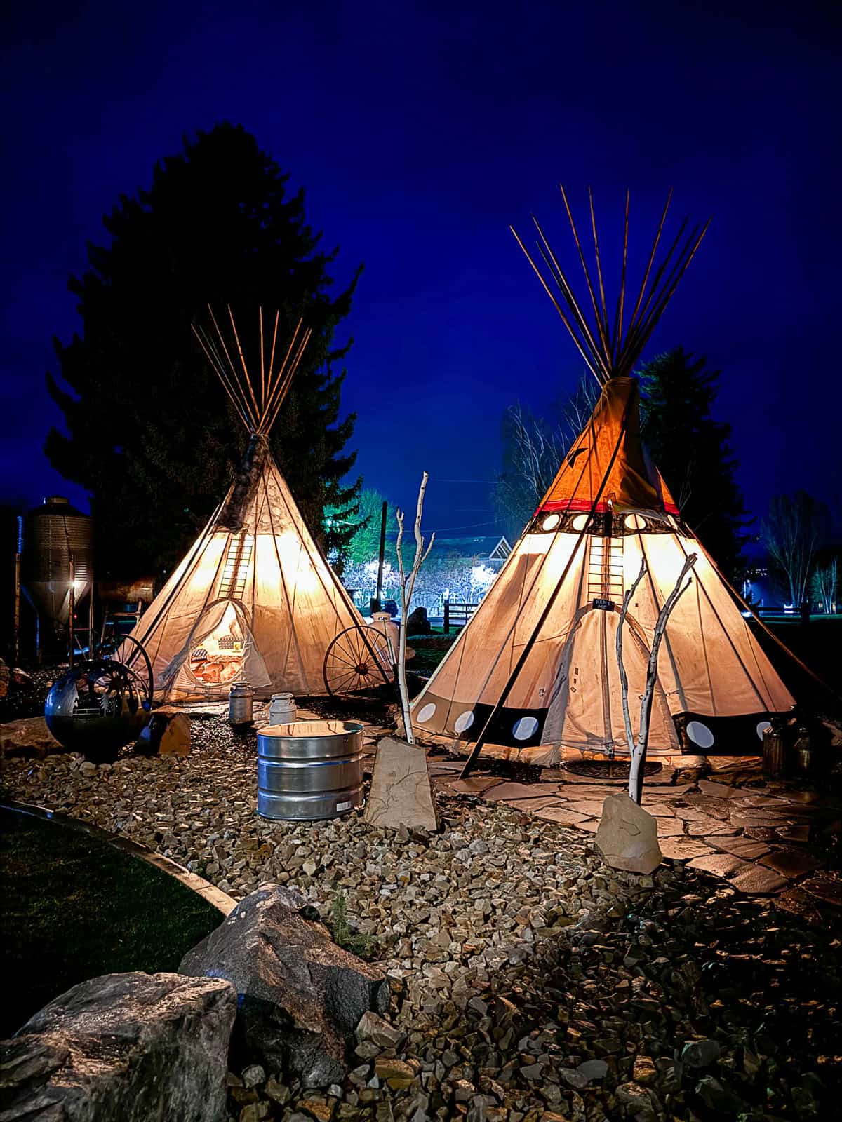 Outdoor Teepees for rent at Compass Rose Lodge Hotel Utah