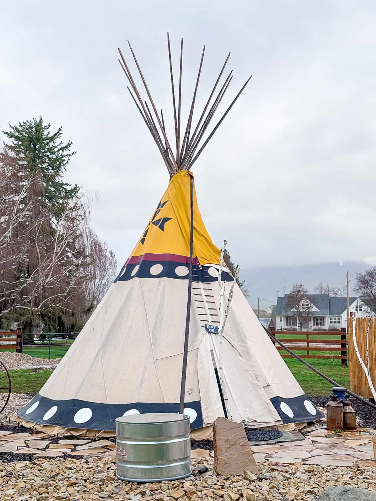 Teepee for rent in Huntsville Utah at Compass Rose Lodge Hotel