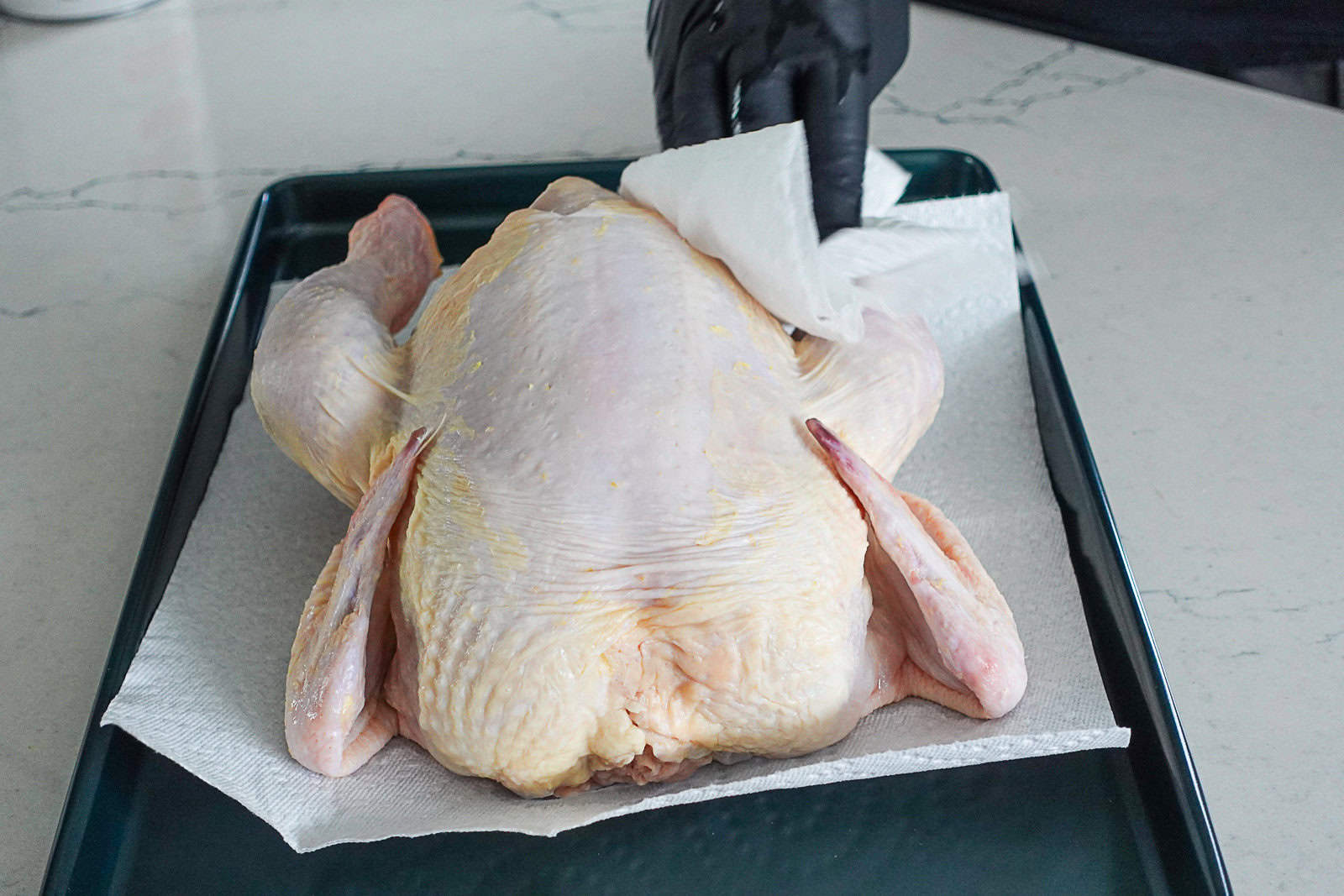 Patting Dry Whole Chicken