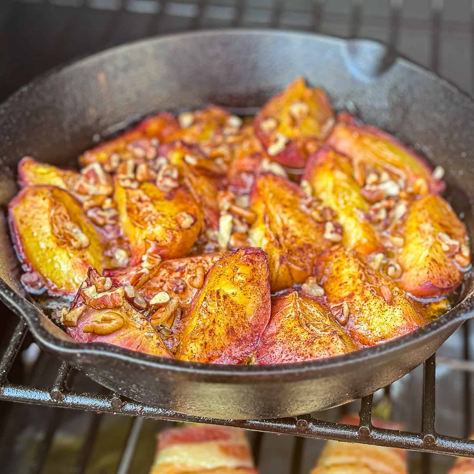 Traeger Smoked Cinnamon Peaches With Pecans