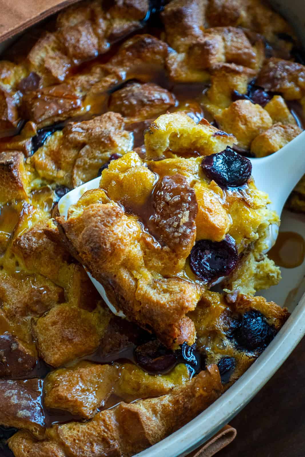 Traeger Smoked French Toast Casserole with Cherries and Maple Syrup 