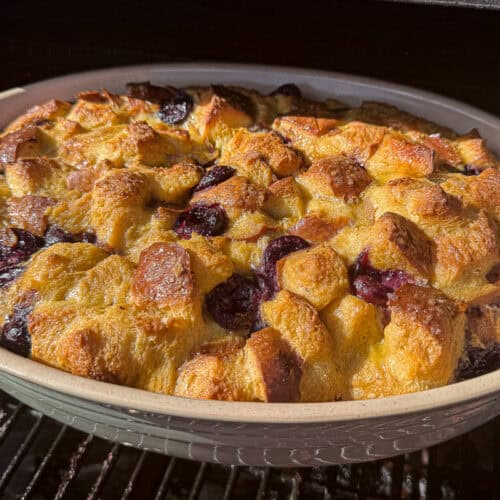 Traeger Smoked French Toast Casserole with Fresh Cherries