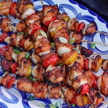 Traeger Smoked Pineapple BBQ Sauce Marinated Chicken Breast Skewers