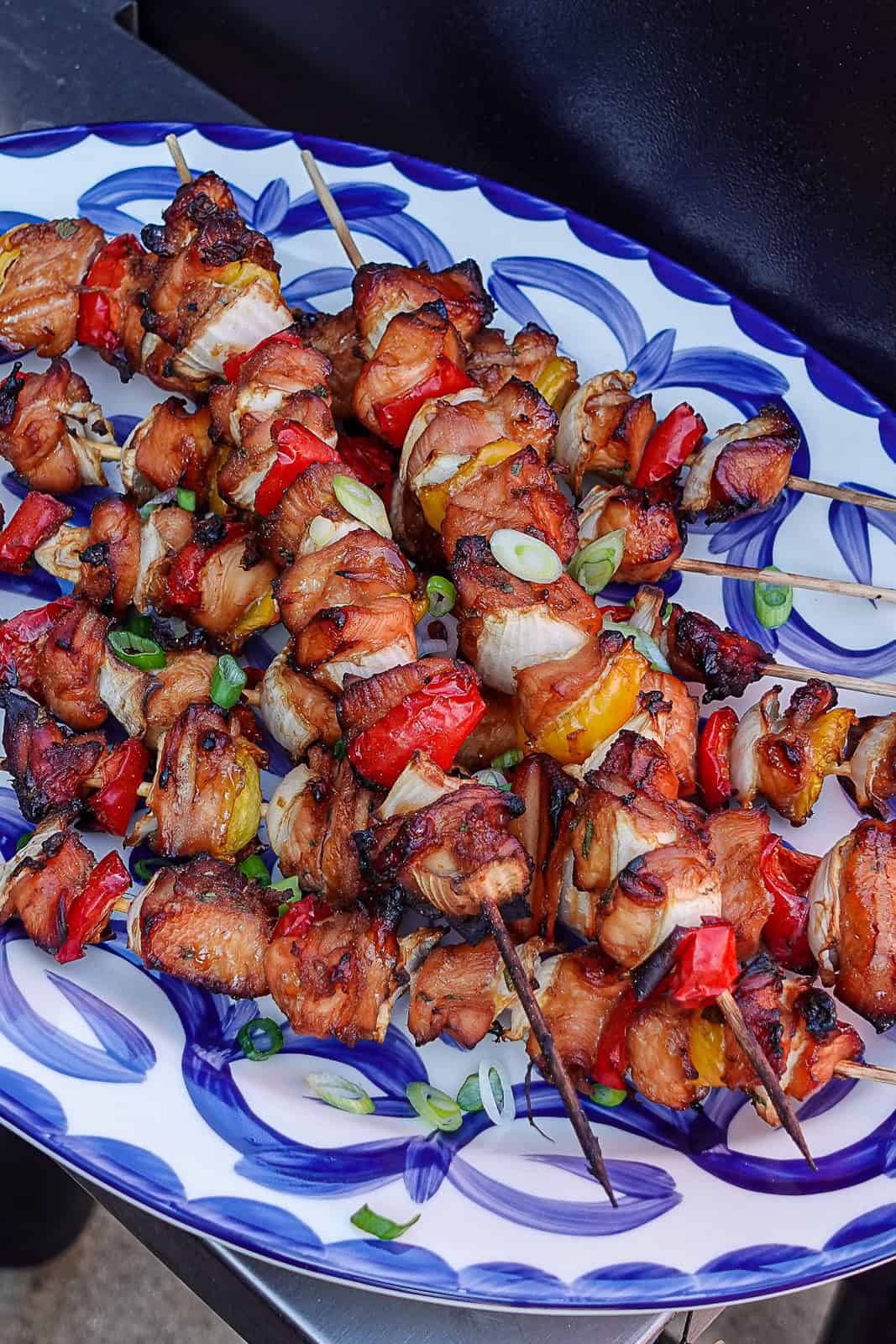 Traeger Smoked Pineapple BBQ Sauce Marinated Chicken Breast Skewers 