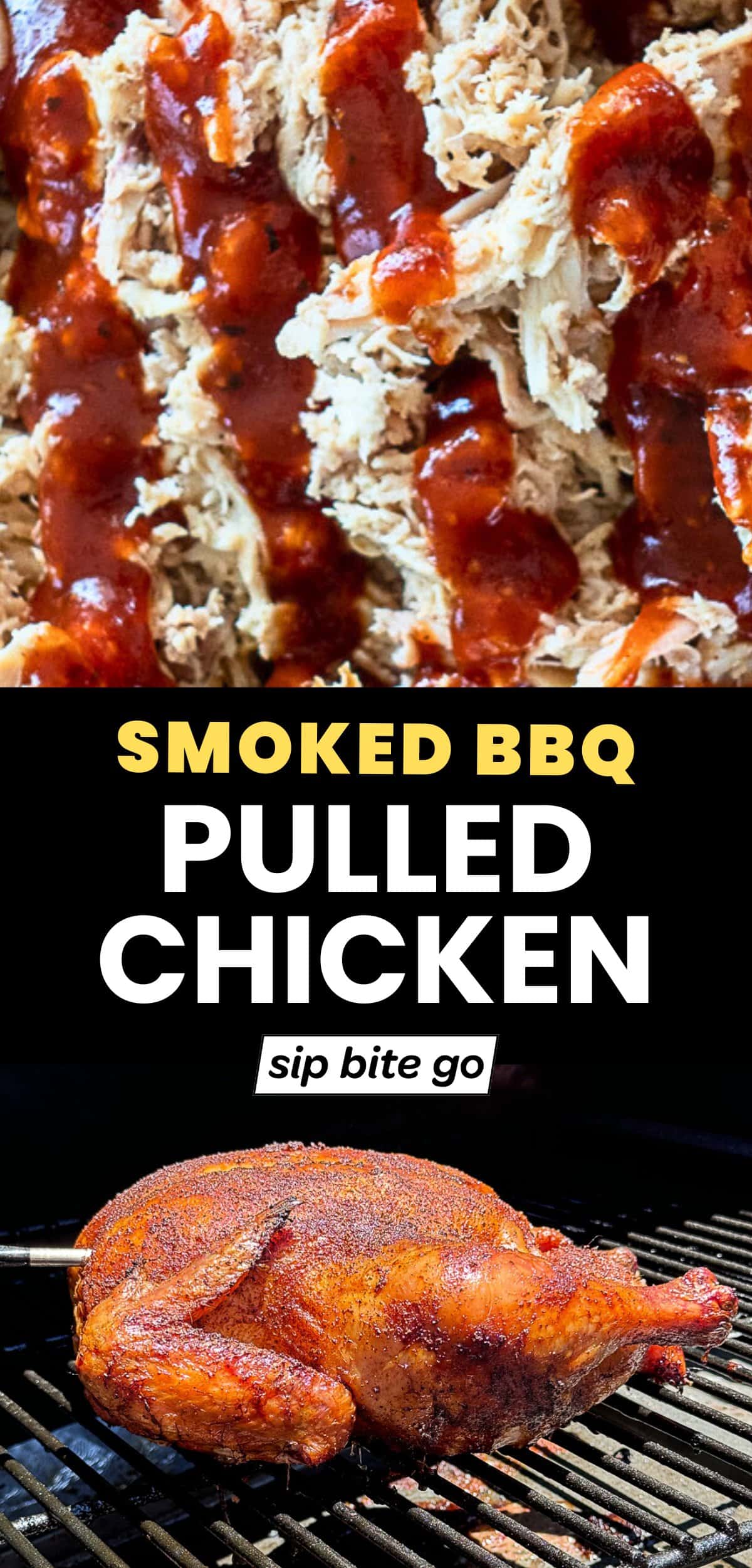 Traeger Smoked Pulled Chicken Before and After Recipe Photos