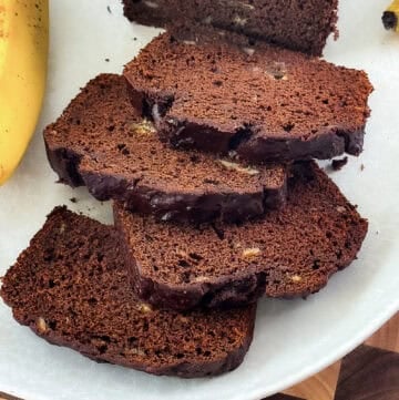 Easy chocolate banana bread loaf recipe with rich cocoa and ripe bananas