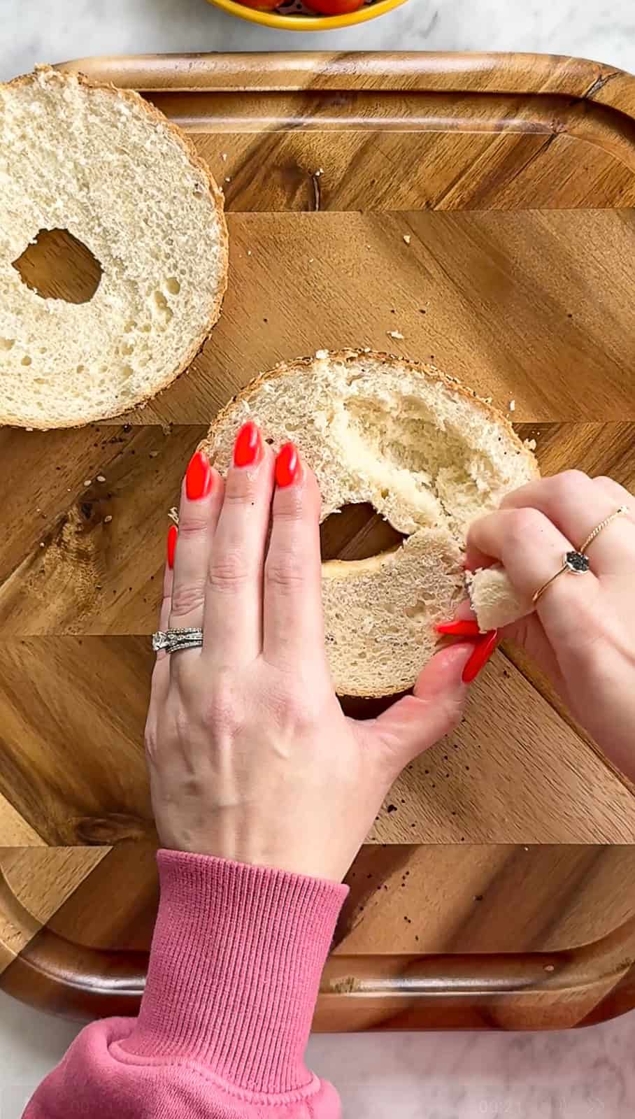 Hollowing out a bagel