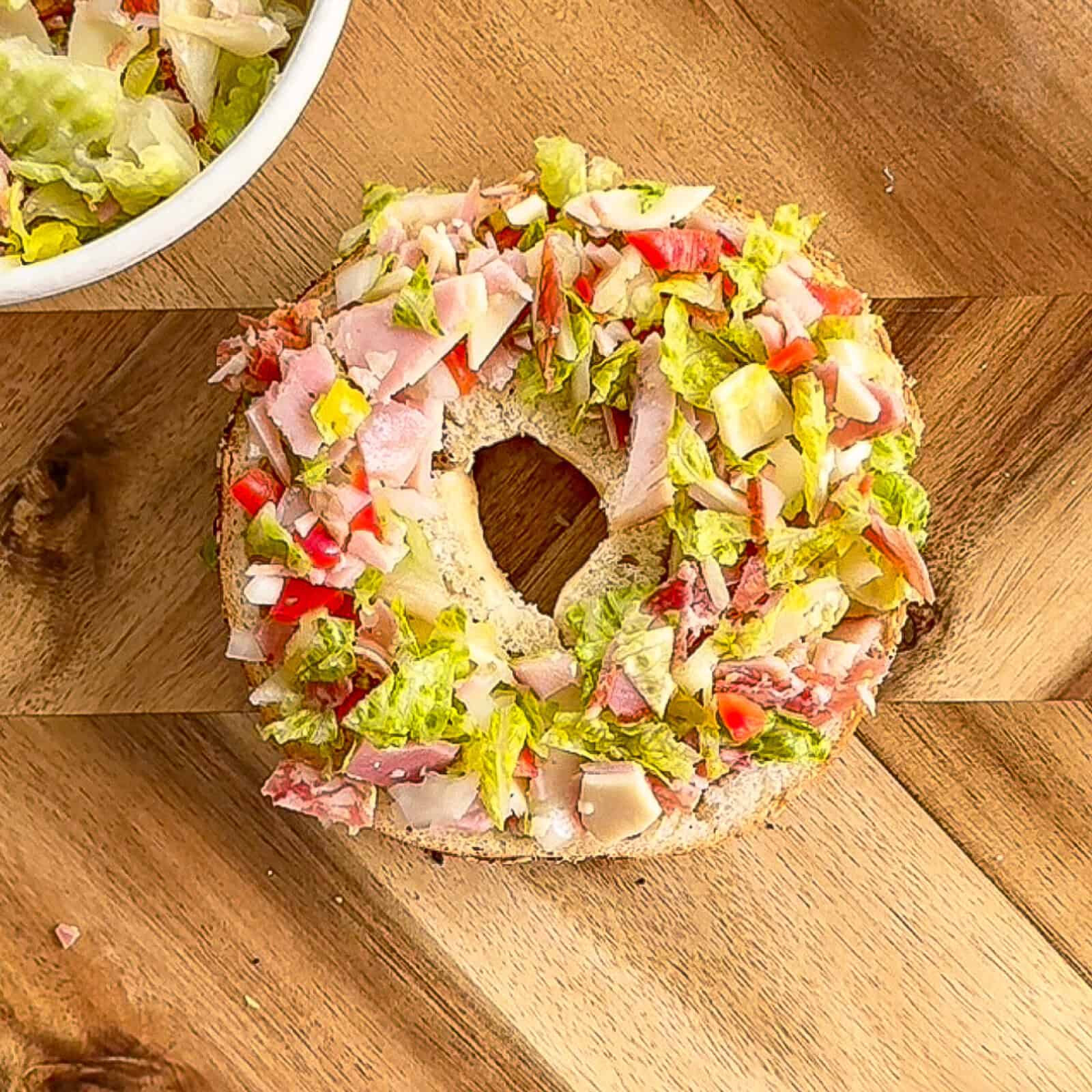 Viral Chopped Italian Bagel Sandwich 5-2