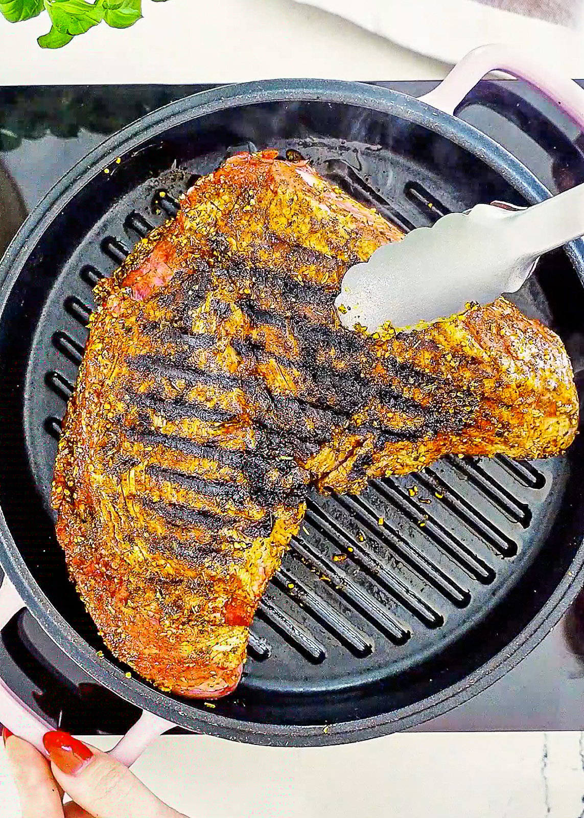 Cooking Pan-Seared Tri Tip in Grill Pan with Grill Marks