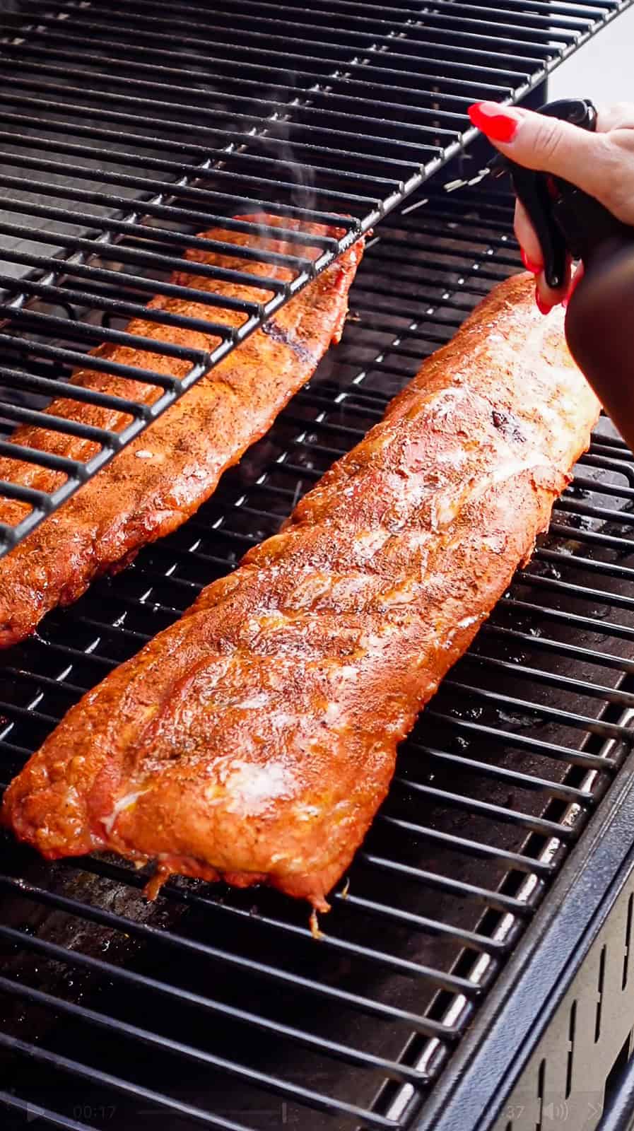 Smoking Peach BBQ Baby Back Ribs on Traeger Woodridge