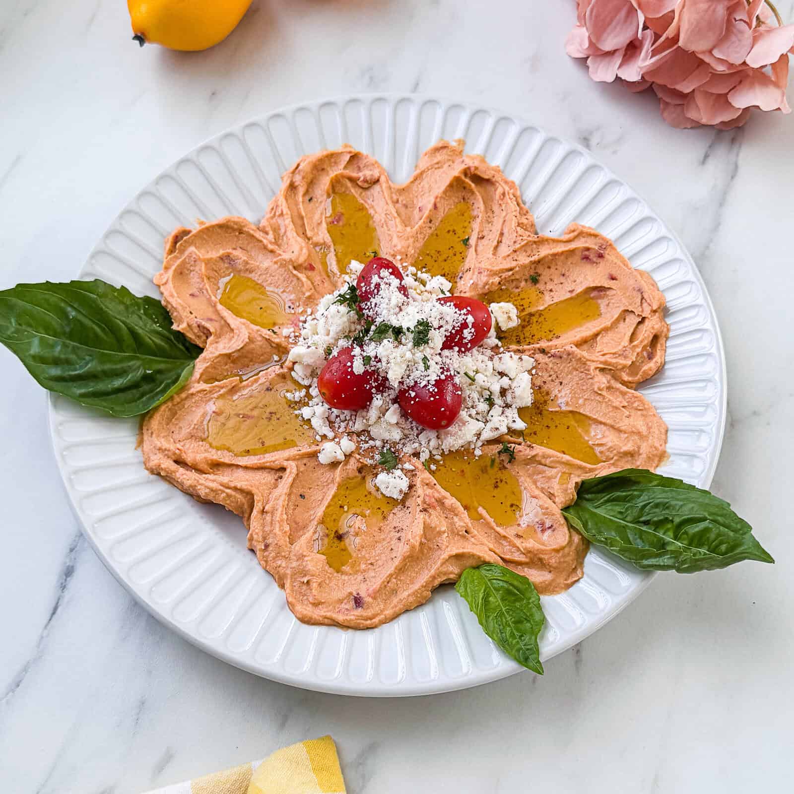 Plated Flower Hummus Platter