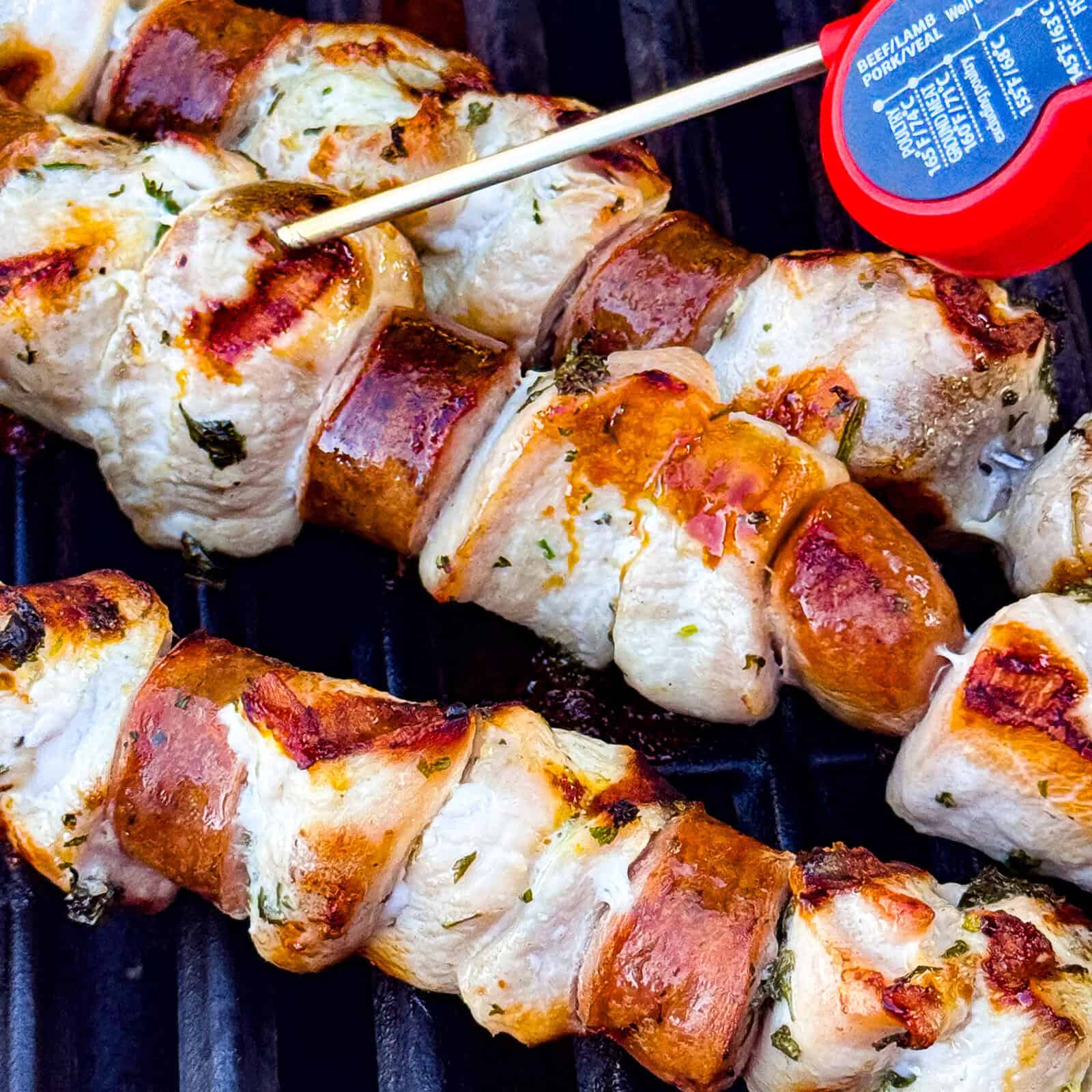 Step 4 finishing grilling kebabs and checking temperature