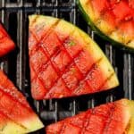 Grilled Watermelon with Char marks and BBQ Appetizer text overlay