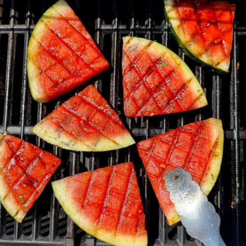 Grilled Watermelon with char marks and honey lime glaze