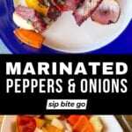 Marinated peppers and onions side dish for grilling or roasting
