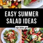 Easy Summer Salad Ideas collage featuring seasonal fruit with text overlay