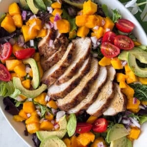 Grilled chicken and mango salad summer dinner