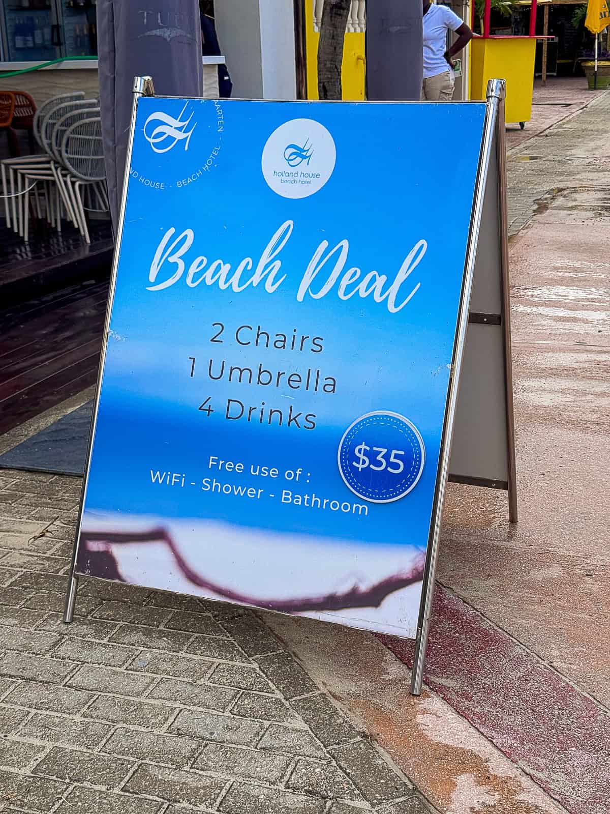 Holland House Beach Hotel Daily Beach Chair Drinks Deal in Philipsburg