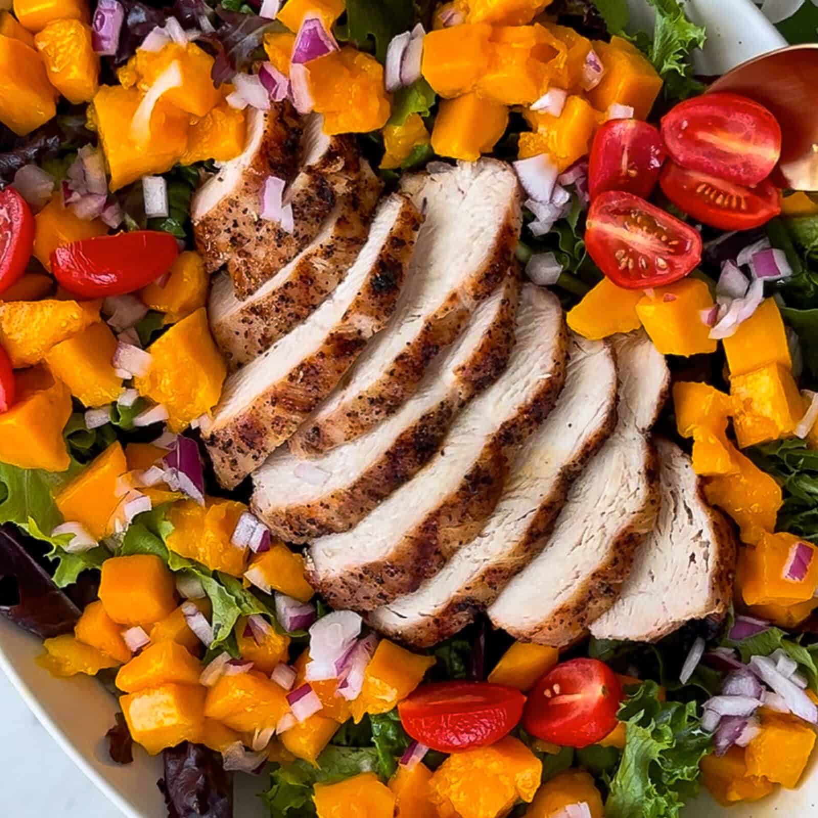 Step 6 - Large platter of grilled chicken and mango salad