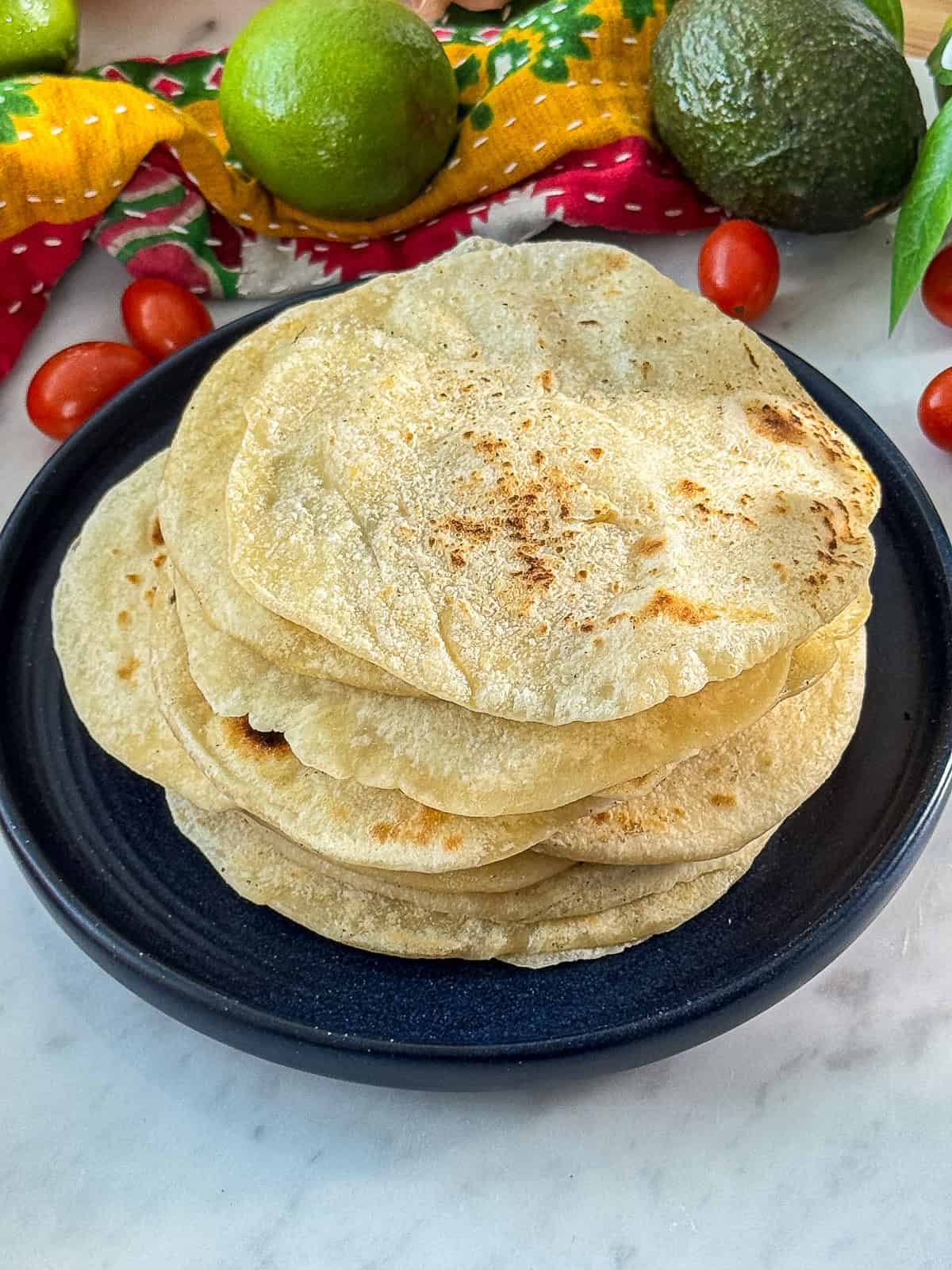 close up of fresh homemade butter tortillas