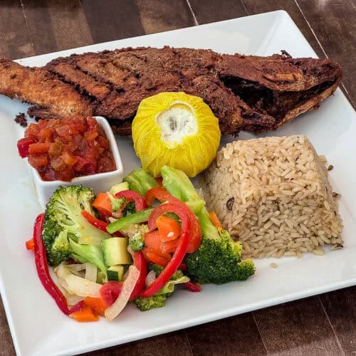 Whole fish dish served at Infinity Restaurant Oyster Bay Beach Resort in Oyster Pond St Maarten