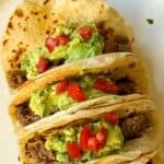 Salsa Verde Ground Beef Tacos recipe with text overlay on the image