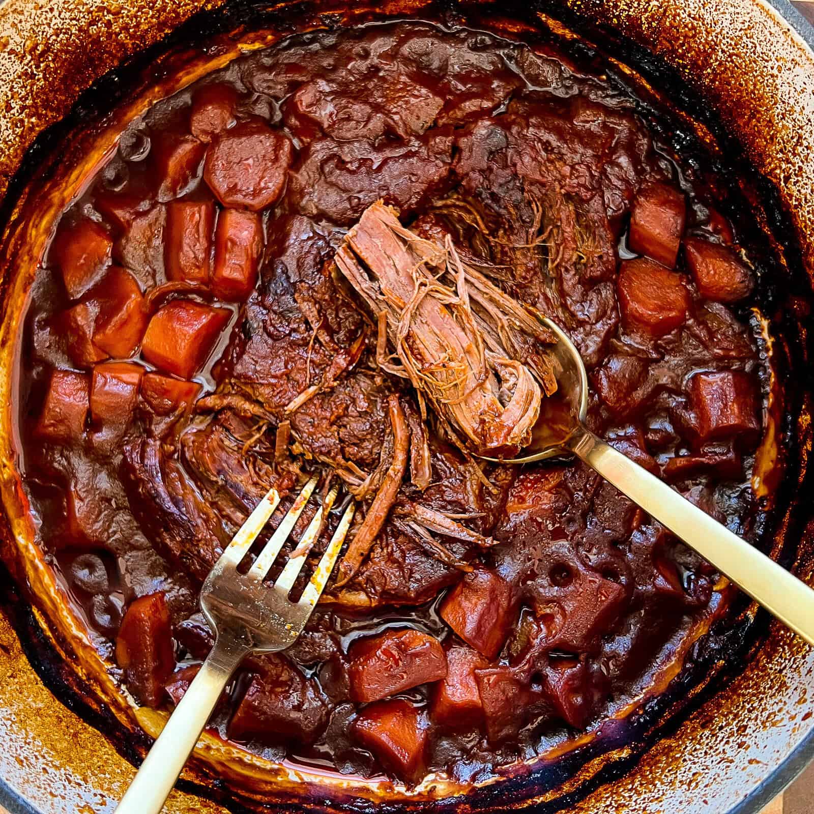 Tender oven-baked Guinness pot roast ready to serve